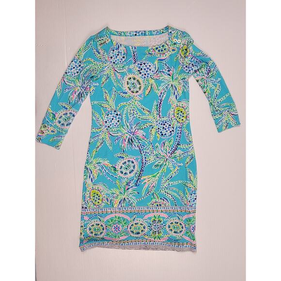 Lilly Pulitzer Womens XS UPF 50+ Sophie Dress Bermuda‎ Blue Turtles Trees 002176 - Picture 1 of 8
